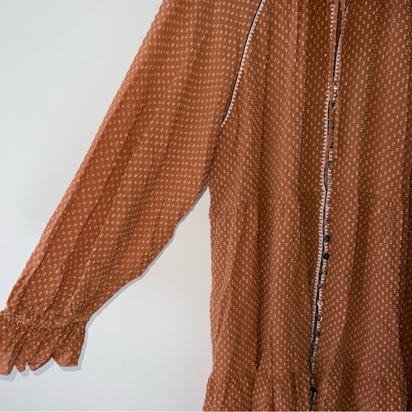 Johnny Was Orla Dress Orange Tiered Embroidered Ruffle Women’s Size XL - Picture 2 of 10